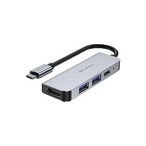 Hub Adaptador USB-C com HDMI 4K e Power Delivery 100W HU-D50GY Cinza - C3Tech