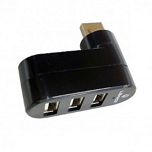 Hub USB 2.0 de 3 Portas Leong LEY-1831 Portátil com Plug Giratório 180°