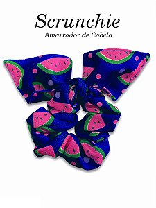 Scrunchie - Amarrador de cabelo Melancias Azul Marinho