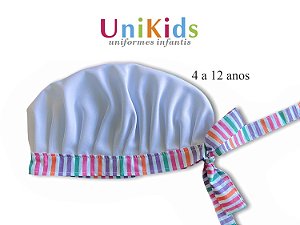 Touca Unikids - Branca Detalhes Listras Coloridas - Uniblu