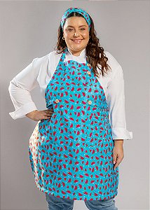 Avental Plus Size - Modelo Roma Melancias Azul - Uniblu - Personalizado