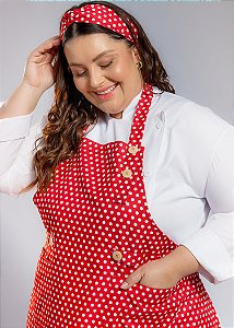 Avental Plus Size - Modelo Roma Poá Vermelho - Uniblu - Personalizado