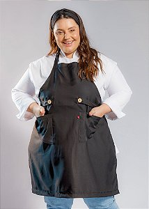 Avental Plus Size - Modelo Roma Gabardine Preto- Uniblu - Personalizado