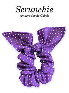 Scrunchie  - Amarrador de cabelo Poá Roxo - uniblu