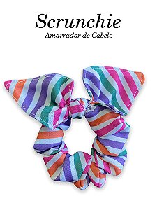 Scrunchie - Amarrador de cabelo Listras Coloridas - uniblu