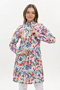 Jaleco feminino Imperatriz Slim - Tropical Flowers - Uniblu