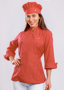 Camisa Feminina Chefe Cozinha - Dolman Queen Olaria - Botões Forrados - Uniblu - Personalizado