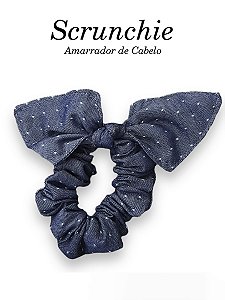 Scrunchie  - Amarrador de cabelo Jeans Indigo Blue - uniblu