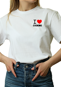 Tshirt - Camiseta Temática I love Cooking - Uniblu - Personalizado