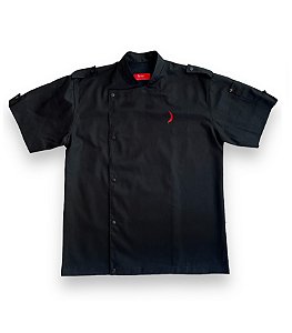 Camisa Masculina Chefe Cozinha - Dolman Farda Pepper Manga Curta - Preta - Uniblu - Personalizado
