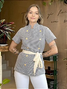 Camisa Feminina Chefe Cozinha - Dolman lisboa Xadrez - Uniblu - Personalizado