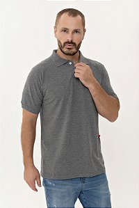 Camisa Polo Masculina Cinza Mescla Escuro - Uniblu - Personalizado