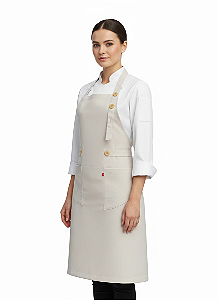 Avental Modelo Roma Gabardine cor Areia Sarja 100% algodão - Uniblu - UNB