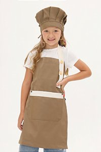 Avental Infantil Minimalista Lisboa - Cor Terra em Cadarço Bege - Uniblu - UNB