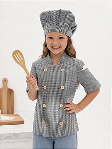 Camisa Chefe Infantil - Dolman Infantil - Lisboa Xadrez Uniblu - UNB