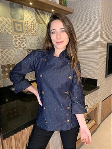 Camisa Feminina Chefe Cozinha - Dolman Stilus Jeans - Uniblu