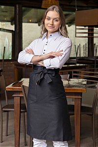 Avental Cintura Meia Saia - Gabardine Italiana Preta - Uniblu - Personalizado