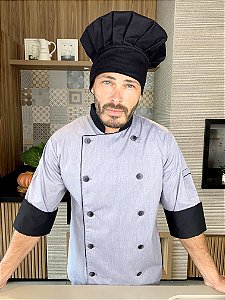 Camisa Chefe Cozinha - Dolmãn Stilus Dopfill Chumbo - Uniblu