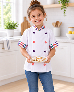 Camisa Chefe Infantil - Dolman Infantil - Listras Coloridas - UNB