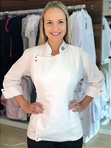 Camisa Feminina Chefe Cozinha - Camisa Dolman Elegance Sarja 100% Algodão - Uniblu