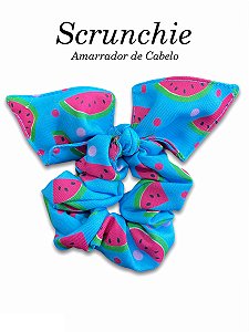 Scrunchie - Amarrador de cabelo Melancias Azul