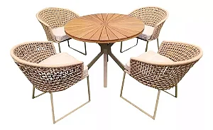 Conjunto com 4 cadeiras minas em corda náutica