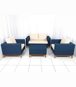 Conjunto de sofá quadrado em corda náutica