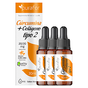 Curcumina + Colágeno Tipo 2 - Kit com 3 Un. Sabor Morango