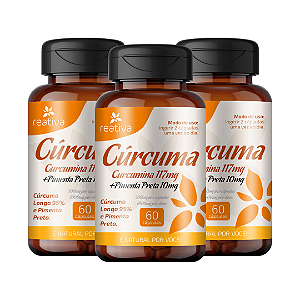 Curcumina 117mg + Pimenta Preta 10mg - 60 Capsulas - 3 Unidades