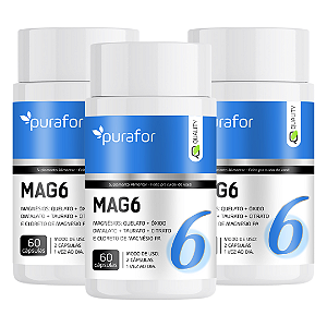 Magnésio Mag 6 Tipos De Magnésio Em 1 Com 60 Cápsulas 500mg - 3 Unidades
