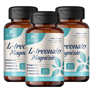 Magnésio L- Treonato de Magnésio - Dimalato e Treonina - 60 Cápsulas - 3 Unidades