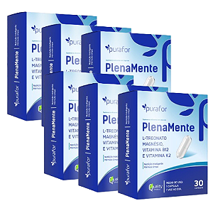 Plenamente - Magnésio L-Treonato, Vitamina B12 e Vitamina K12 - 30 Cápsulas - 6 unidades