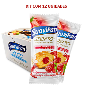 Kit 12 Bolinhos Zero Açúcar - Baunilha com Morango