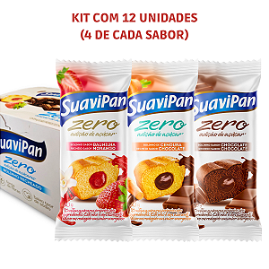 Kit Misto 12 Bolinhos Zero Açúcar - Cenoura, Chocolate e Morango