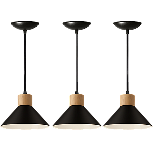 Kit 3 Luminária Pendente Zen Preto e Branco