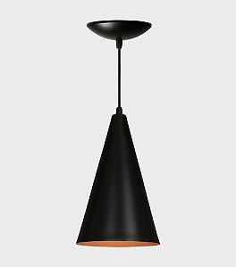 Luminária Pendente Cone Preto Fosco / Cobre