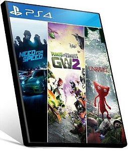 NEED FOR SPEED + PLANTS VS ZOMBIE 2 + UNRAVEL - PS4 PSN MÍDIA DIGITAL