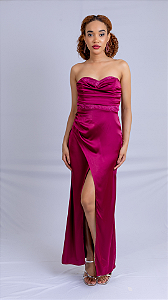 VESTIDO GOLA BOBA RECORTE SAIA LONGA