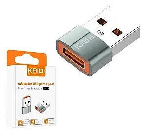 Adaptador Usb Tipo C Kaidi Kd-339 Conexão Rápida E Eficiente Cinza