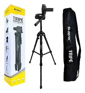 Tripé Profissional B-MAX BMG-69 para Câmeras e Celulares Altura 1,3M Leve, Resistente e Portátil