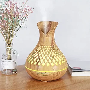 Difusor Aromatizador Ultrassônico Umidificador madeira com Led 500ml - B-Max
