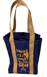 ECO BAG COM QUATRO DIVISÓRIAS PORTA VINHO/ ESPIMANTE/ CHAMPAGNE