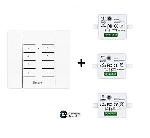 Kit 3 Interruptores 1 Canal RF+Painel RF 8 Botões 433 Sonoff