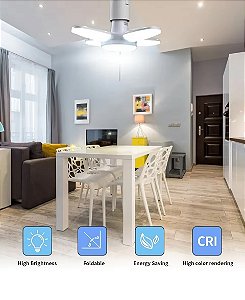 Lâmpada LED dobrável 4 Pétalas tipo ventilador Branco frio