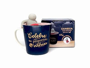 Caneca Cerâmica 350ml Zona Criativa c/ Infusor Celebre