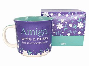 Caneca Cerâmica 350ml Zona Criativa Amiga Sorte