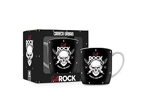 CANECA PORCELANA 360ML URBAN BRASFOOT CAVEIRA LETS ROCK