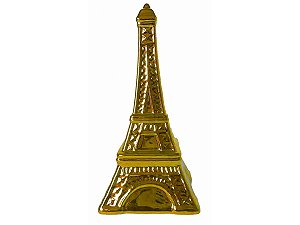 COFRE CERÂMICA METALIZADO BRASFOOT TORRE EIFFEL DOURADO