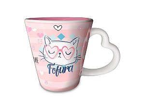 Caneca Porcelana 330ml c/ Alça Coração Sude Fofura