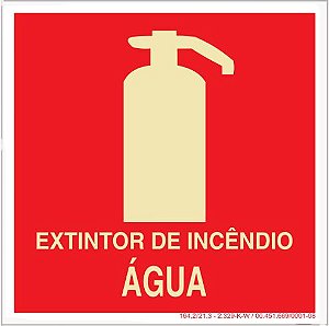 Placa Sinalização de Emergência - Fotoluminescente - Extintor de incêndio Água